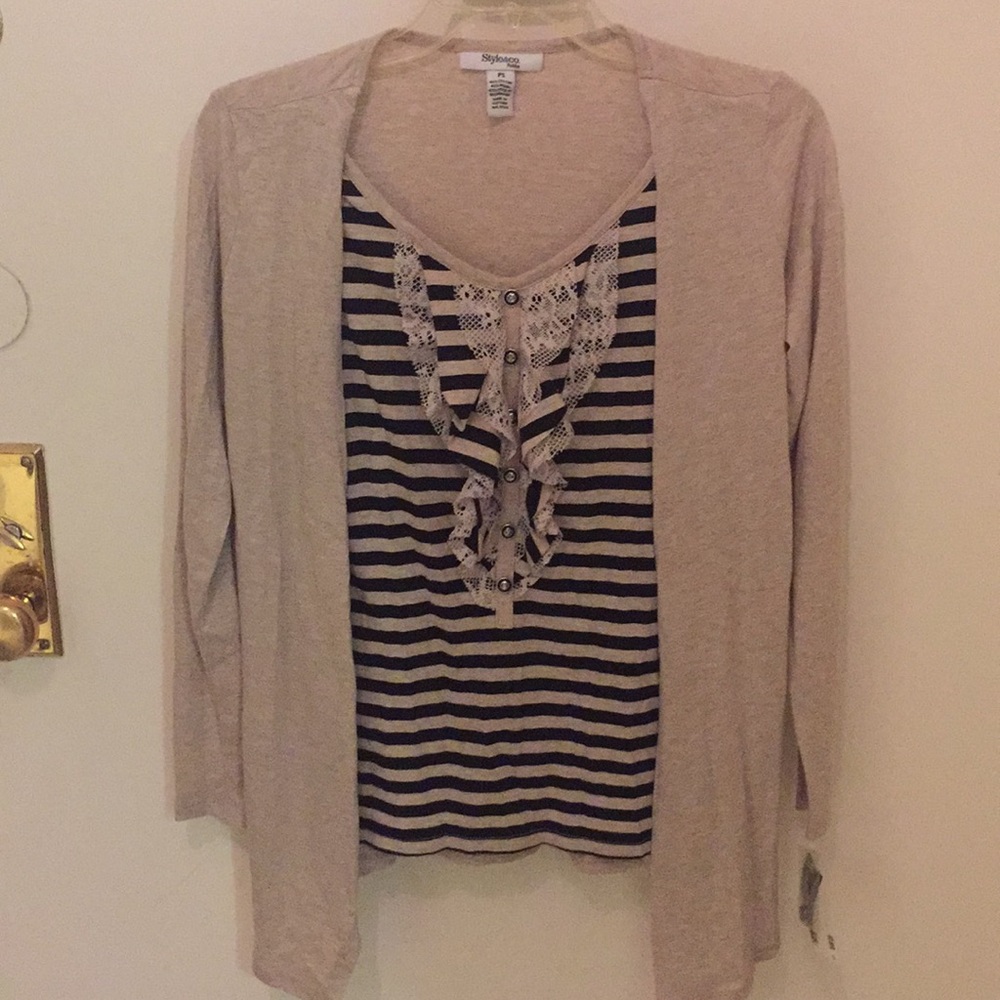 Style & Co Tan Two Piece Sweater Set Petite Small